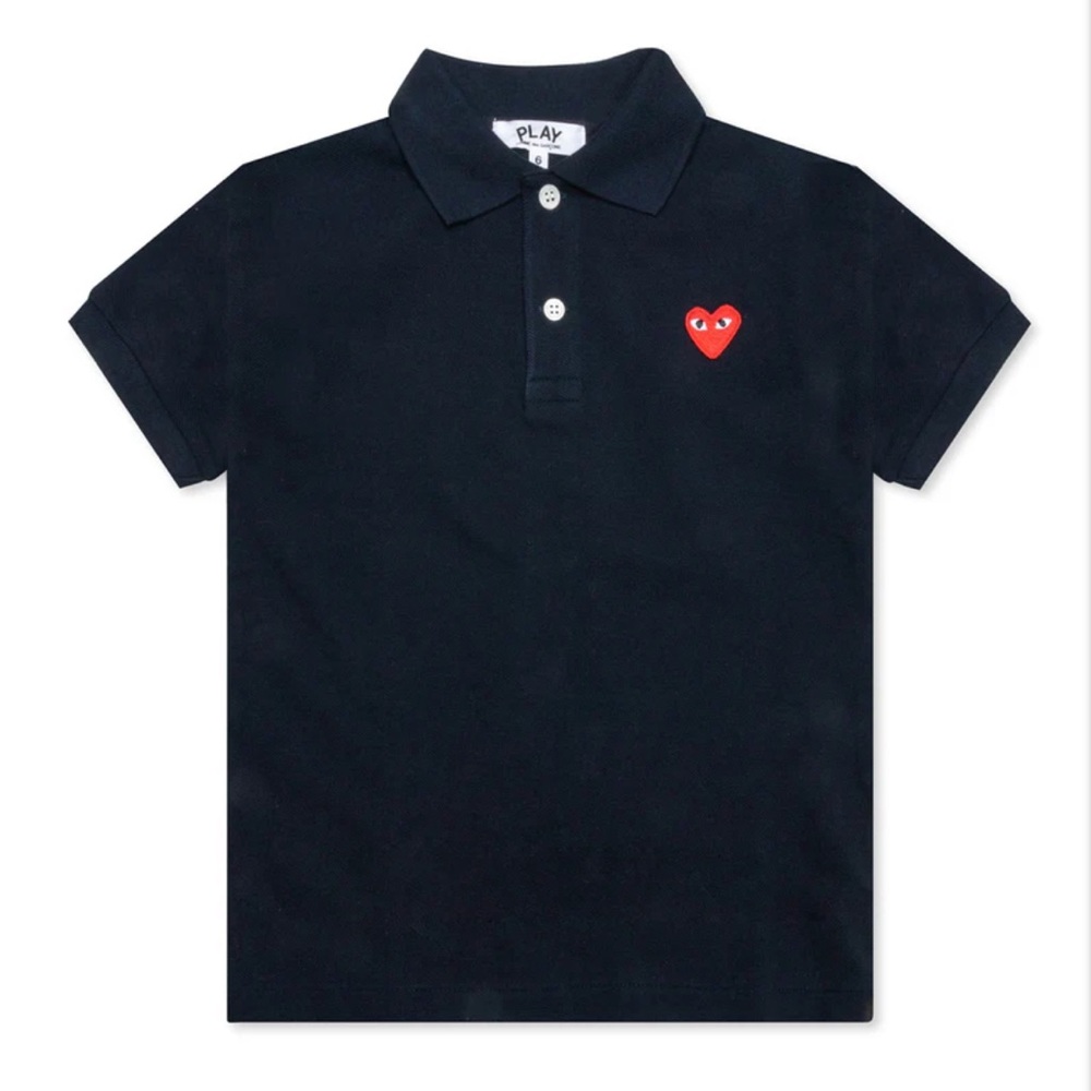 Comme des Garcons PLAY Kids Black Polo with Red Heart